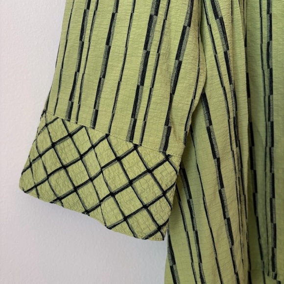 Habitat Striped Button Down Tunic Top Large Lagenlook Art To Wear - Picture 3 of 9